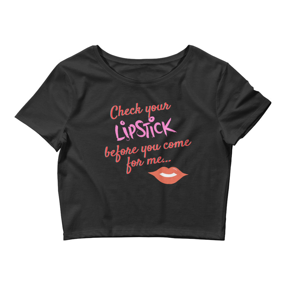 Black Check Your Lipstick Crop Top by Queer In The World Originals sold by Queer In The World: The Shop - LGBT Merch Fashion