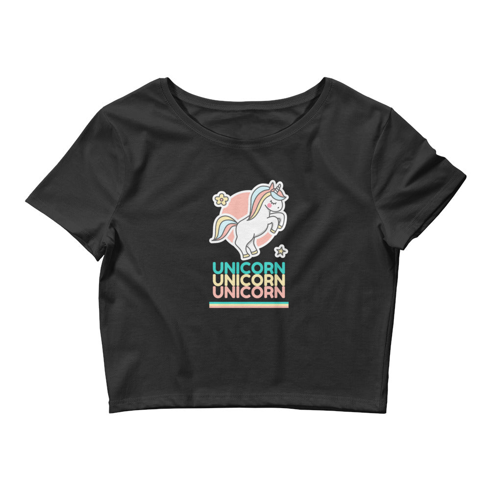 Black Unicorn Unicorn Unicorn Crop Top by Printful sold by Queer In The World: The Shop - LGBT Merch Fashion