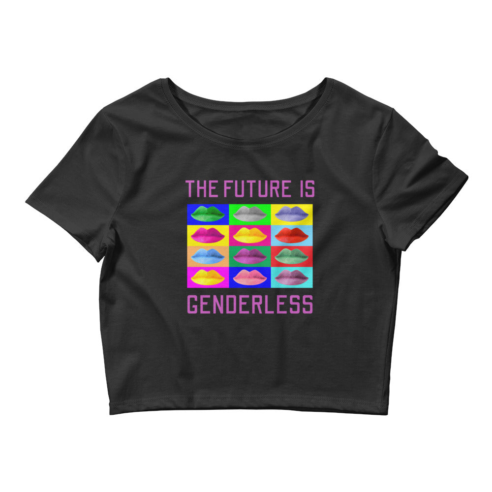 Black The Future Is Genderless Crop Top by Queer In The World Originals sold by Queer In The World: The Shop - LGBT Merch Fashion