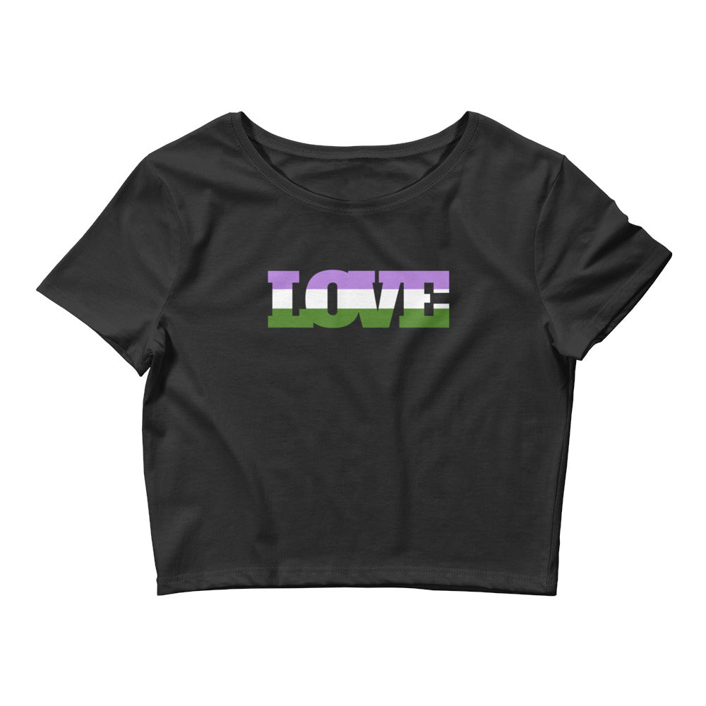 Black Genderqueer Love Crop Top by Queer In The World Originals sold by Queer In The World: The Shop - LGBT Merch Fashion