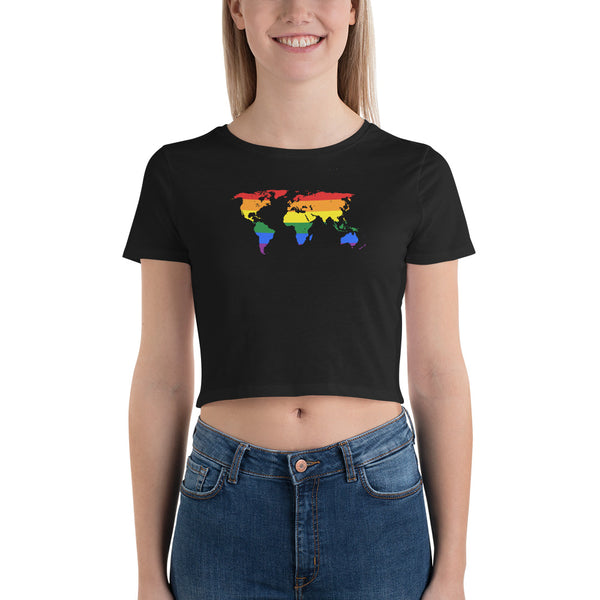 Black Gay Map Crop Top by Queer In The World Originals sold by Queer In The World: The Shop - LGBT Merch Fashion