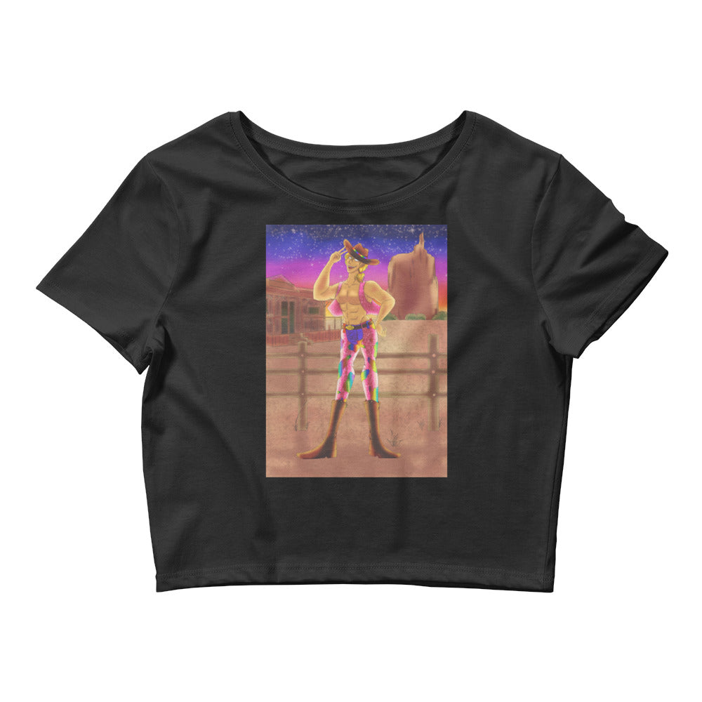 Black Gay Cowboy At Sunset Crop Top by Queer In The World Originals sold by Queer In The World: The Shop - LGBT Merch Fashion