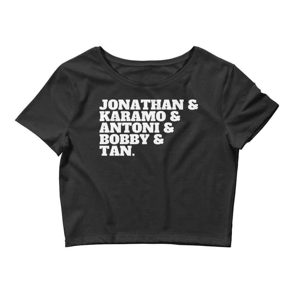 Black Jonathan & Karamo & Antoni & Bobby & Tan Crop Top by Queer In The World Originals sold by Queer In The World: The Shop - LGBT Merch Fashion