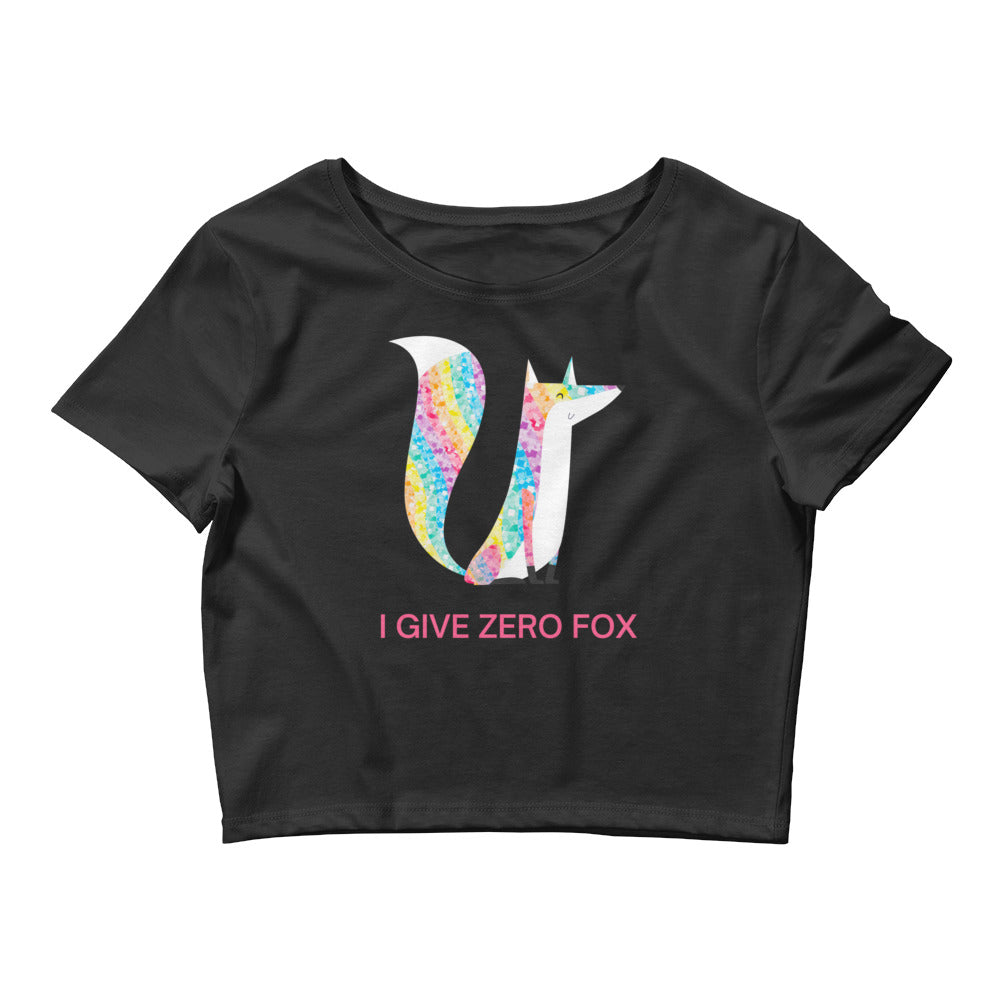 Black I Give Zero Fox Glitter Crop Top by Printful sold by Queer In The World: The Shop - LGBT Merch Fashion
