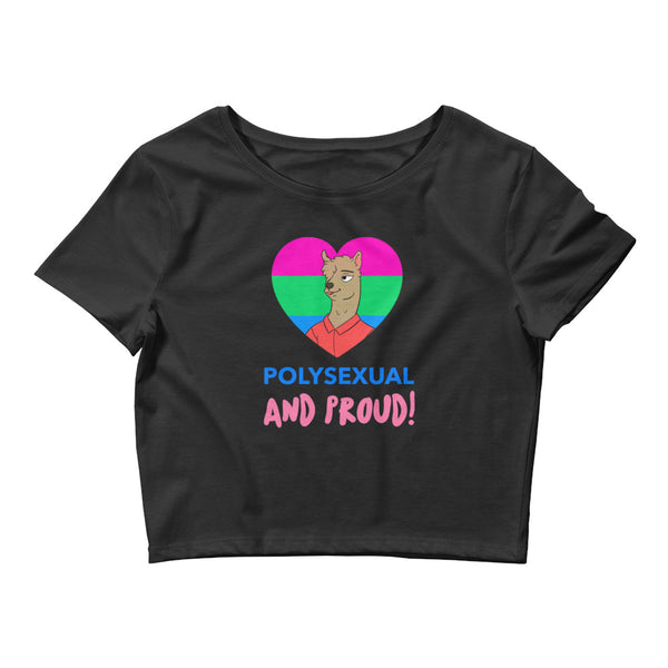 Black Polysexual And Proud Crop Top by Queer In The World Originals sold by Queer In The World: The Shop - LGBT Merch Fashion