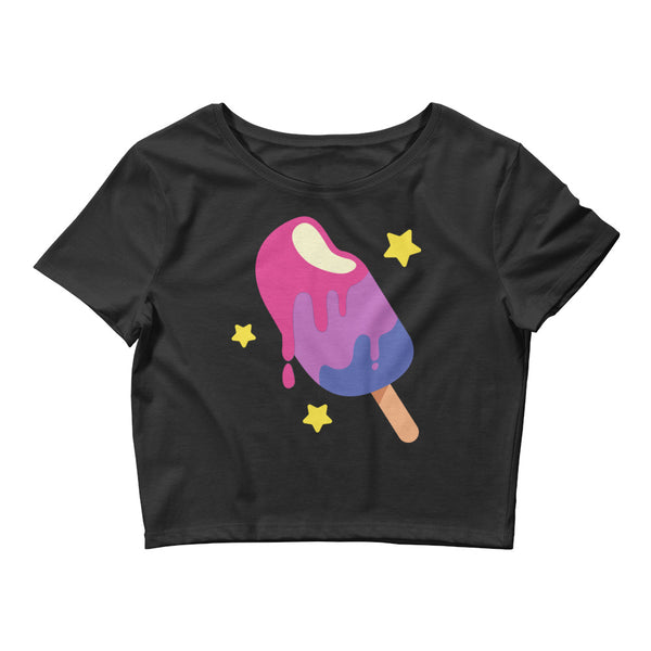 Black Bisexual Popsicle Crop Top by Queer In The World Originals sold by Queer In The World: The Shop - LGBT Merch Fashion