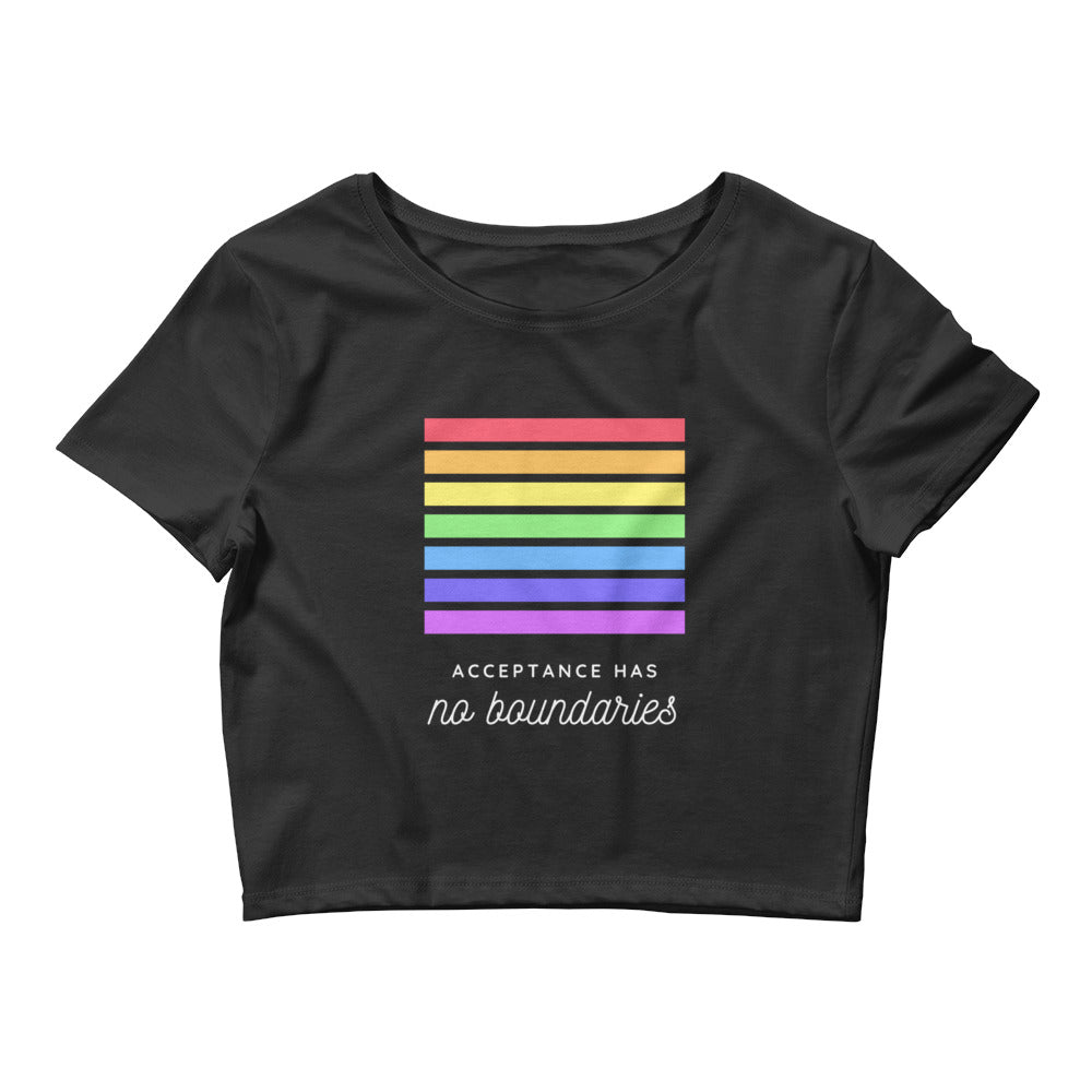 Black Acceptance Has No Boundaries Crop Top by Printful sold by Queer In The World: The Shop - LGBT Merch Fashion