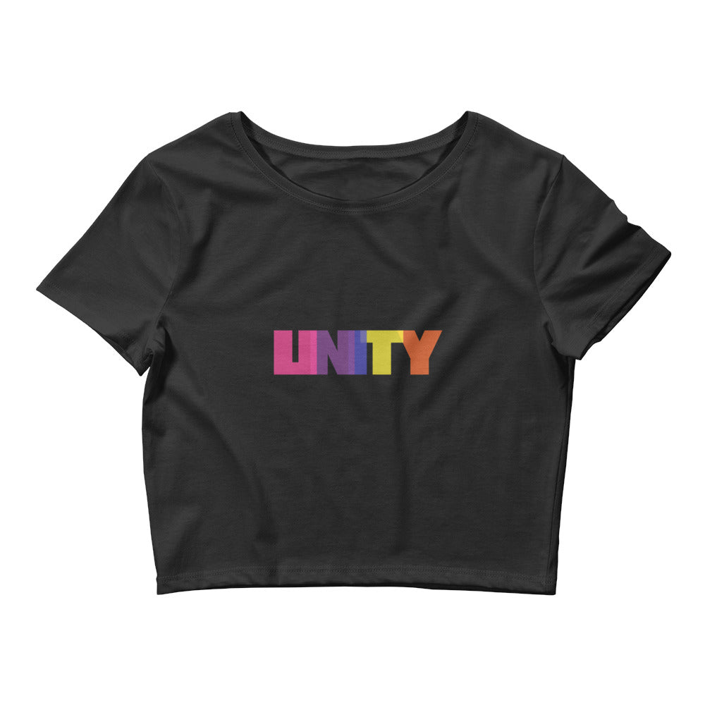 Black Unity Crop Top by Printful sold by Queer In The World: The Shop - LGBT Merch Fashion