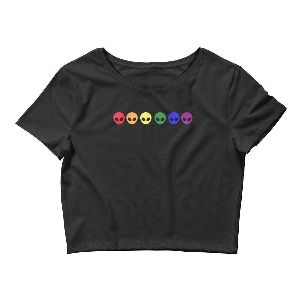 Black Gay Alien Crop Top by Printful sold by Queer In The World: The Shop - LGBT Merch Fashion