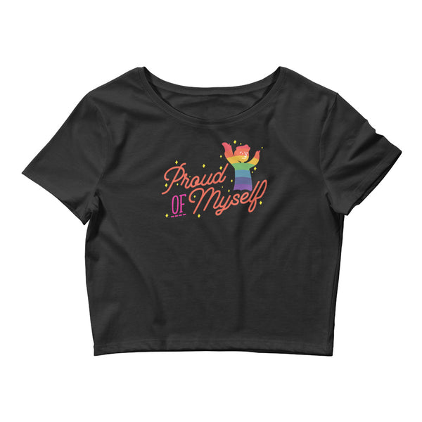 Black Proud of Myself Crop Top by Queer In The World Originals sold by Queer In The World: The Shop - LGBT Merch Fashion