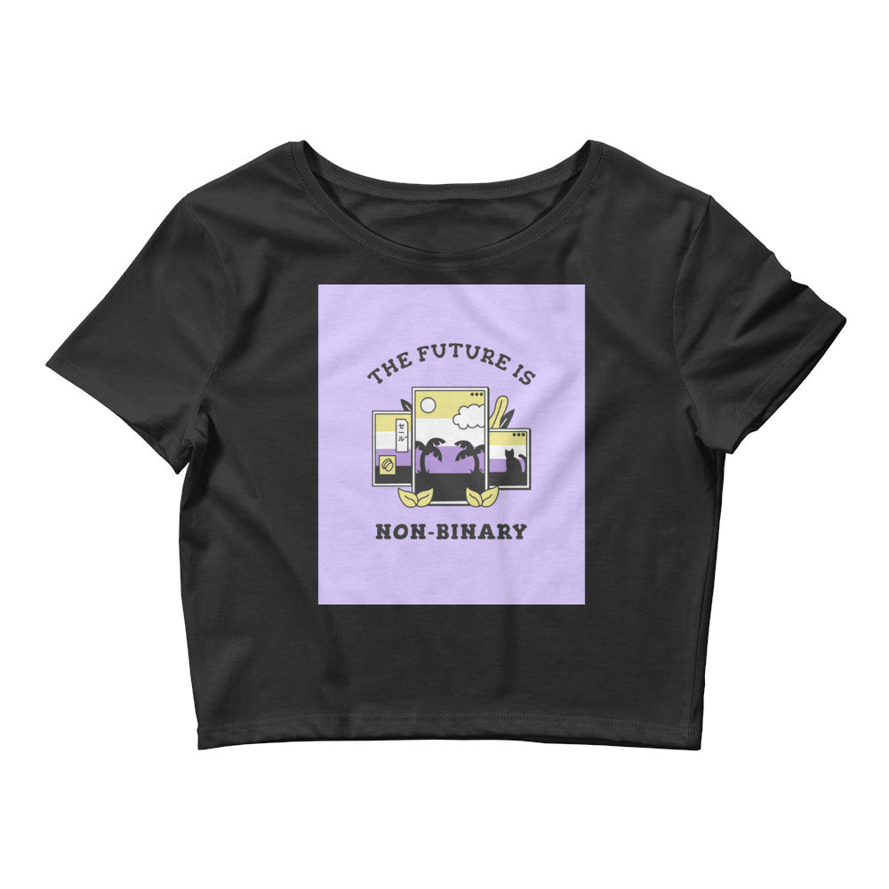 Black The Future Is Non-binary Crop Top by Queer In The World Originals sold by Queer In The World: The Shop - LGBT Merch Fashion