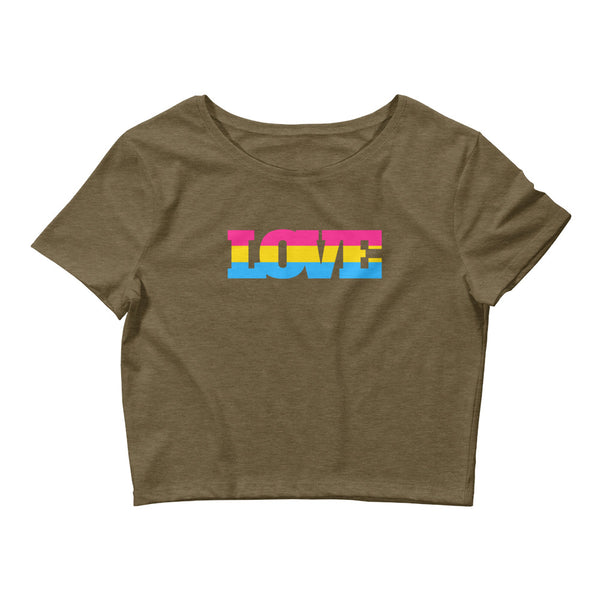 Heather Olive Pansexual Love Crop Top by Queer In The World Originals sold by Queer In The World: The Shop - LGBT Merch Fashion