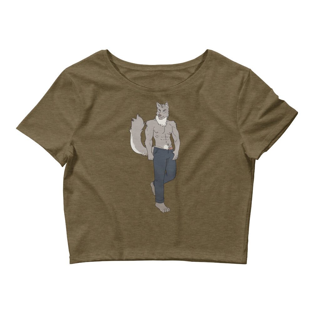 Heather Olive Gay Wolf Crop Top by Queer In The World Originals sold by Queer In The World: The Shop - LGBT Merch Fashion