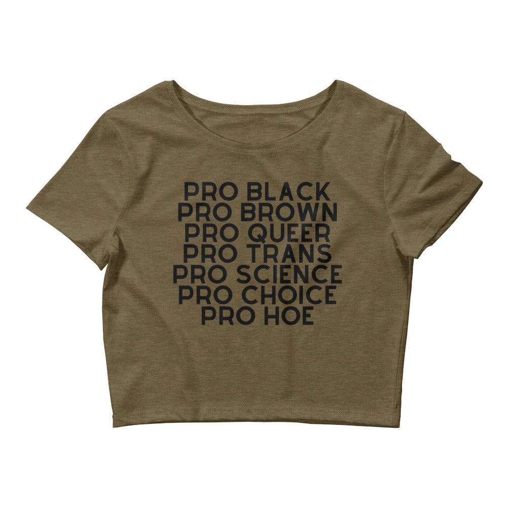 Heather Olive Pro Hoe Crop Top by Queer In The World Originals sold by Queer In The World: The Shop - LGBT Merch Fashion