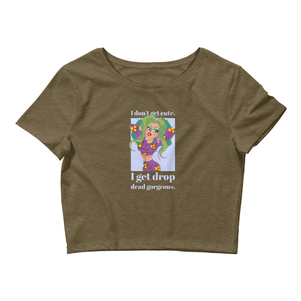 Heather Olive Drop Dead Gorgeous Crop Top by Queer In The World Originals sold by Queer In The World: The Shop - LGBT Merch Fashion