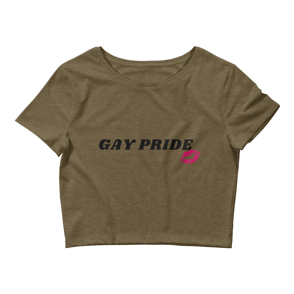 Heather Olive Gay Pride Crop Top by Queer In The World Originals sold by Queer In The World: The Shop - LGBT Merch Fashion