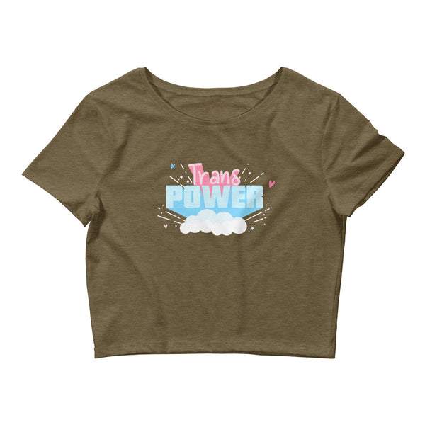 Heather Olive Trans Power Crop Top by Queer In The World Originals sold by Queer In The World: The Shop - LGBT Merch Fashion