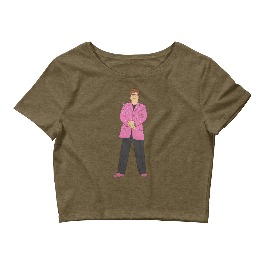 Heather Olive Elton John Crop Top by Queer In The World Originals sold by Queer In The World: The Shop - LGBT Merch Fashion