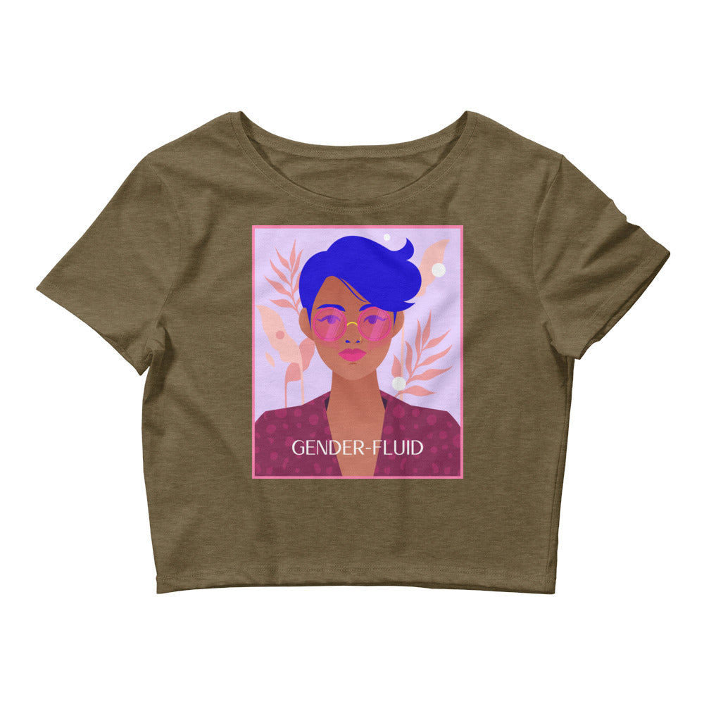 Heather Olive Gender-Fluid Crop Top by Queer In The World Originals sold by Queer In The World: The Shop - LGBT Merch Fashion