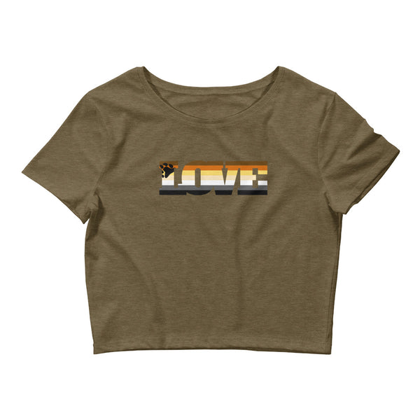 Heather Olive Gay Bear Pride Crop Top by Queer In The World Originals sold by Queer In The World: The Shop - LGBT Merch Fashion