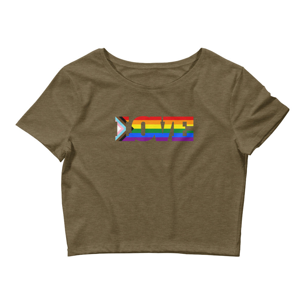 Heather Olive LGBT Pride Crop Top by Queer In The World Originals sold by Queer In The World: The Shop - LGBT Merch Fashion