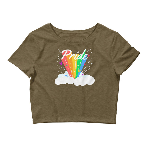 Heather Olive Pride Rainbow Crop Top by Queer In The World Originals sold by Queer In The World: The Shop - LGBT Merch Fashion