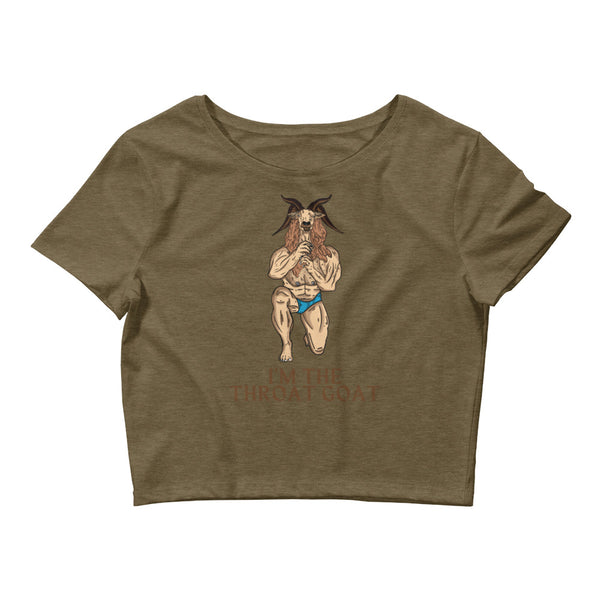 Heather Olive I'm The Throat Goat Crop Top by Queer In The World Originals sold by Queer In The World: The Shop - LGBT Merch Fashion