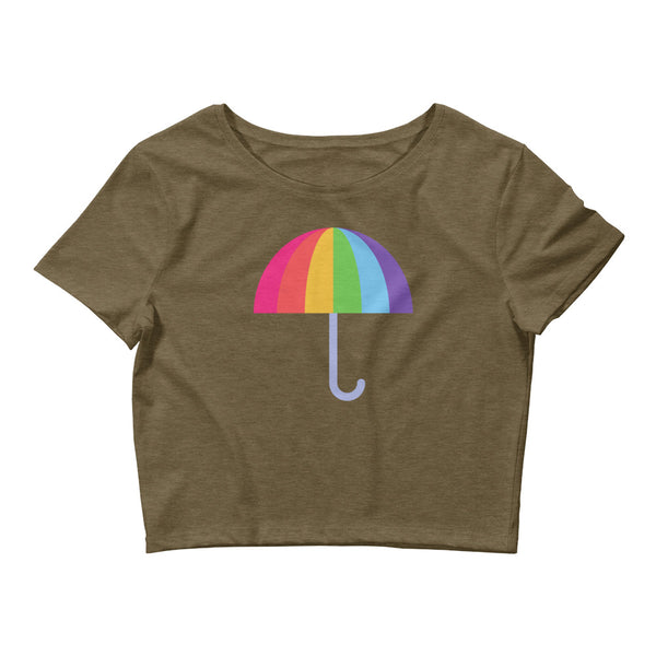 Heather Olive Gay Umbrella Crop Top by Queer In The World Originals sold by Queer In The World: The Shop - LGBT Merch Fashion