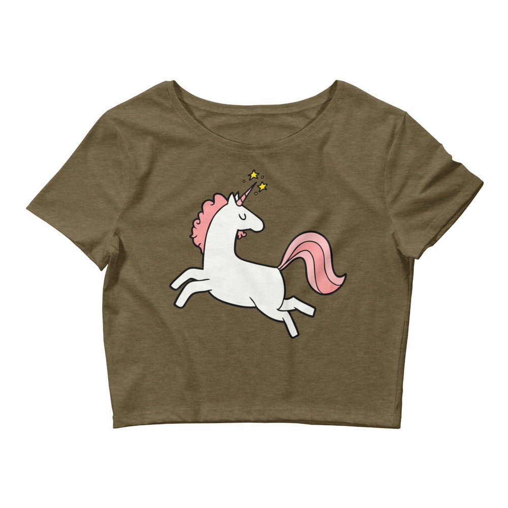 Heather Olive Unicorn  Crop Top by Queer In The World Originals sold by Queer In The World: The Shop - LGBT Merch Fashion