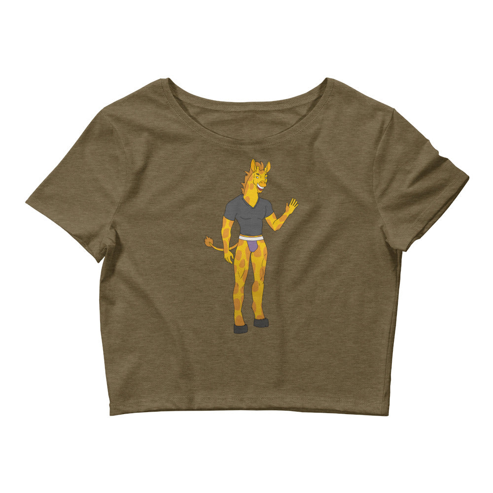 Heather Olive Gay Giraffe Crop Top by Queer In The World Originals sold by Queer In The World: The Shop - LGBT Merch Fashion