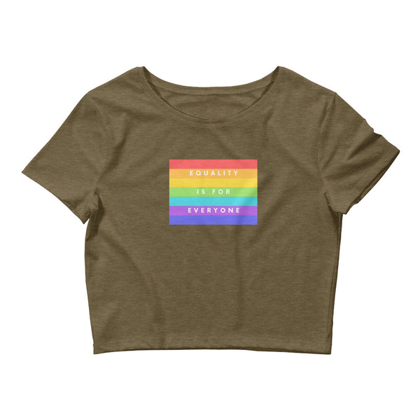 Heather Olive Equality Is For Everyone Crop Top by Queer In The World Originals sold by Queer In The World: The Shop - LGBT Merch Fashion