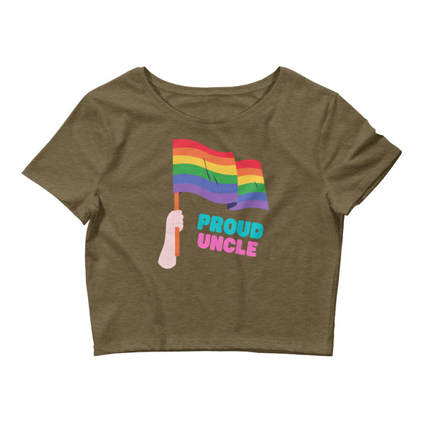 Heather Olive Proud Uncle Crop Top by Queer In The World Originals sold by Queer In The World: The Shop - LGBT Merch Fashion