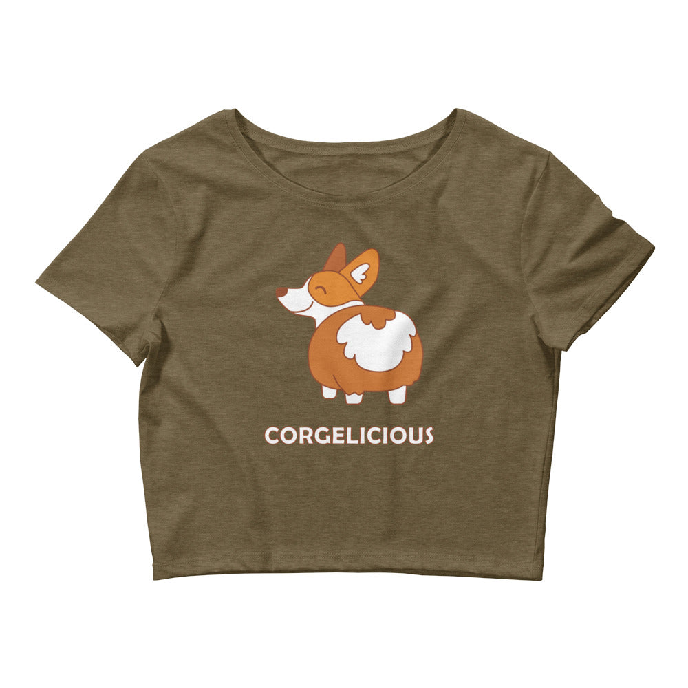 Heather Olive Corgelicious Crop Top by Queer In The World Originals sold by Queer In The World: The Shop - LGBT Merch Fashion