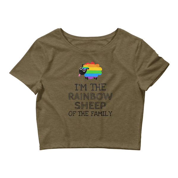 Heather Olive I'm The Rainbow Sheep Of The Family Crop Top by Queer In The World Originals sold by Queer In The World: The Shop - LGBT Merch Fashion