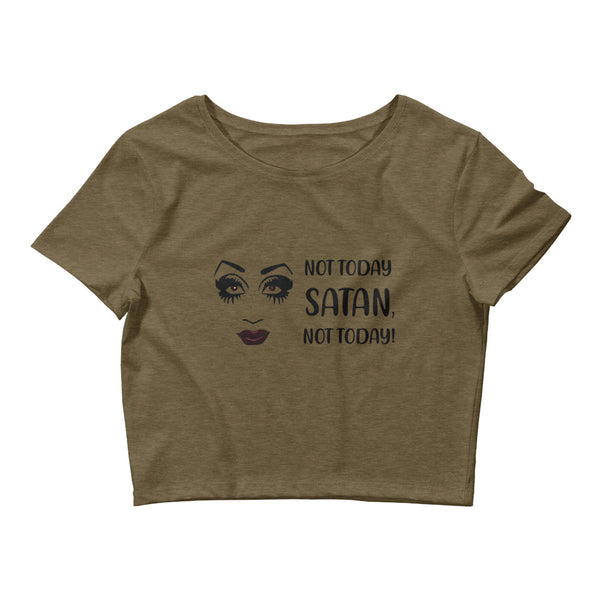 Heather Olive Not Today Satan Crop Top by Queer In The World Originals sold by Queer In The World: The Shop - LGBT Merch Fashion