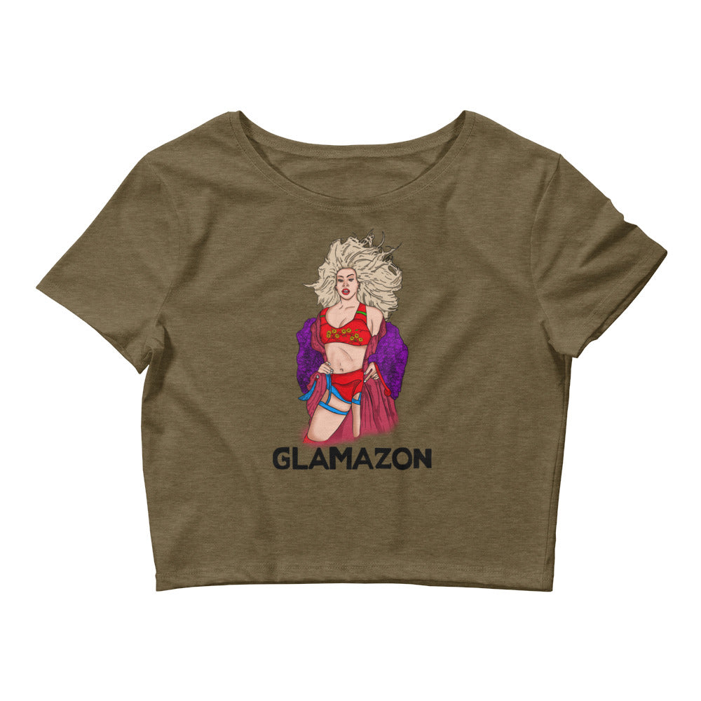 Heather Olive Glamazon Crop Top by Queer In The World Originals sold by Queer In The World: The Shop - LGBT Merch Fashion