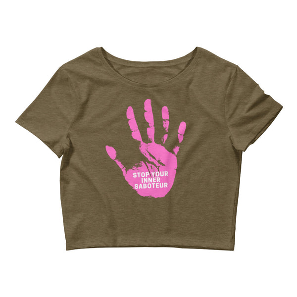 Heather Olive Stop Your Inner Saboteur Crop Top by Queer In The World Originals sold by Queer In The World: The Shop - LGBT Merch Fashion