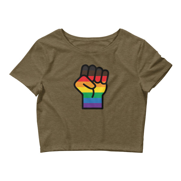 Heather Olive BLM LGBT Resist Crop Top by Queer In The World Originals sold by Queer In The World: The Shop - LGBT Merch Fashion