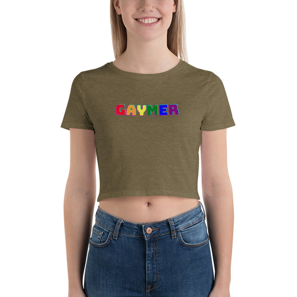 Heather Olive Gaymer Crop Top by Queer In The World Originals sold by Queer In The World: The Shop - LGBT Merch Fashion