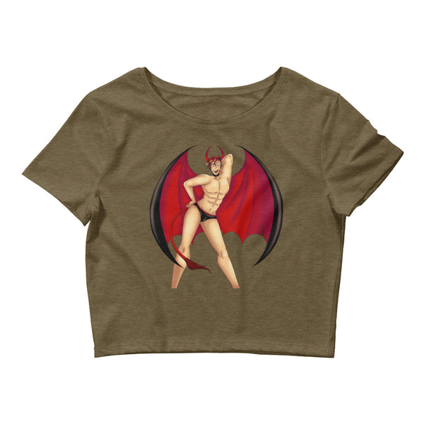 Heather Olive Gay Devil Crop Top by Queer In The World Originals sold by Queer In The World: The Shop - LGBT Merch Fashion