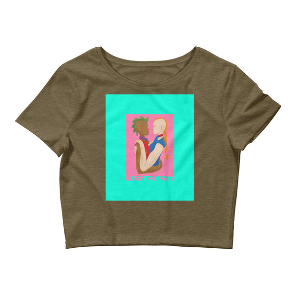 Heather Olive Hearts Not Parts Crop Top by Queer In The World Originals sold by Queer In The World: The Shop - LGBT Merch Fashion