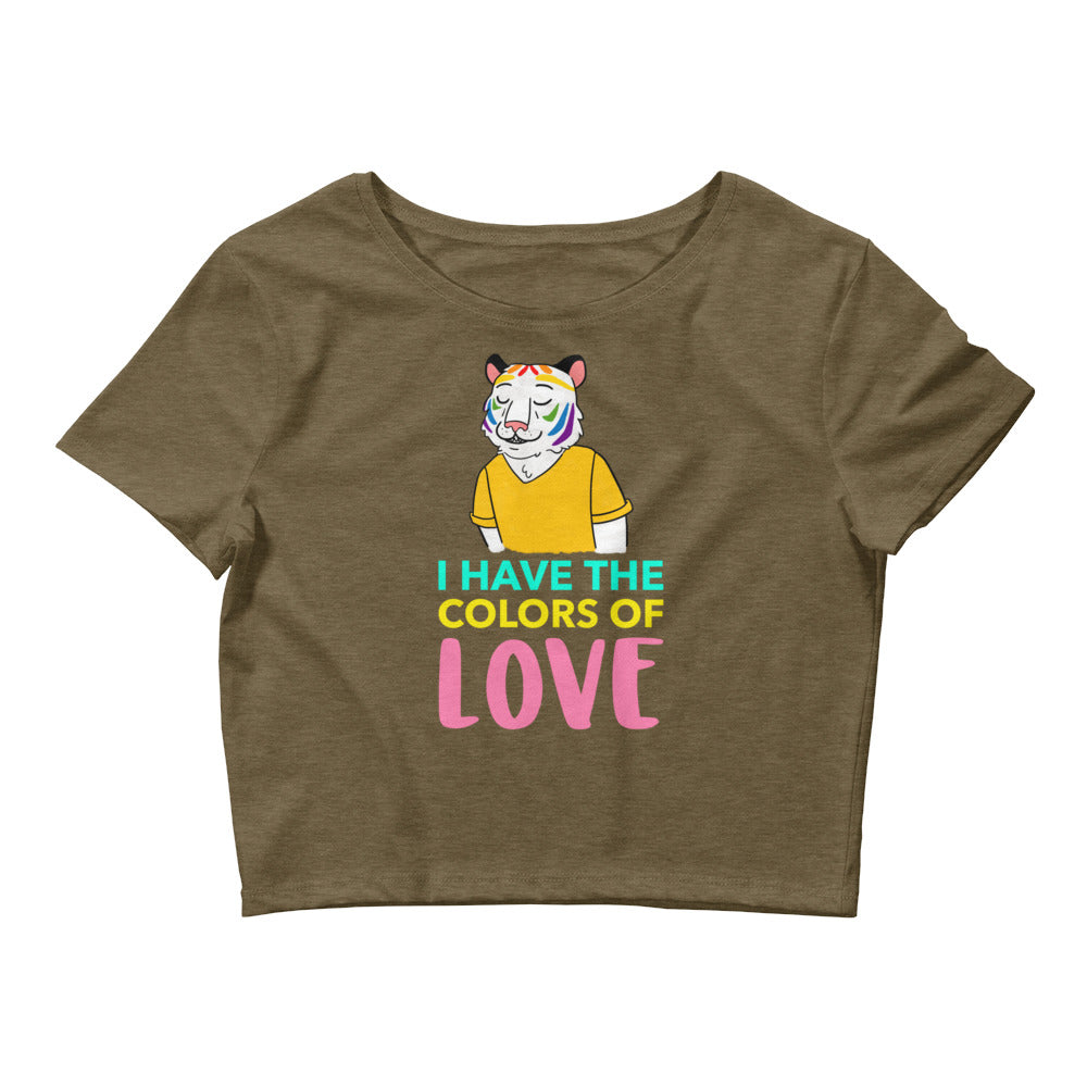 Heather Olive I Have The Color Of Love Crop Top by Queer In The World Originals sold by Queer In The World: The Shop - LGBT Merch Fashion