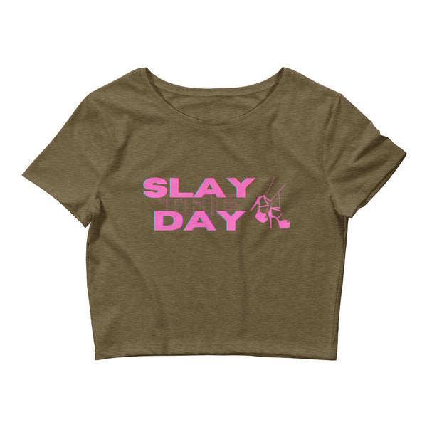 Heather Olive Slay The Day Crop Top by Queer In The World Originals sold by Queer In The World: The Shop - LGBT Merch Fashion