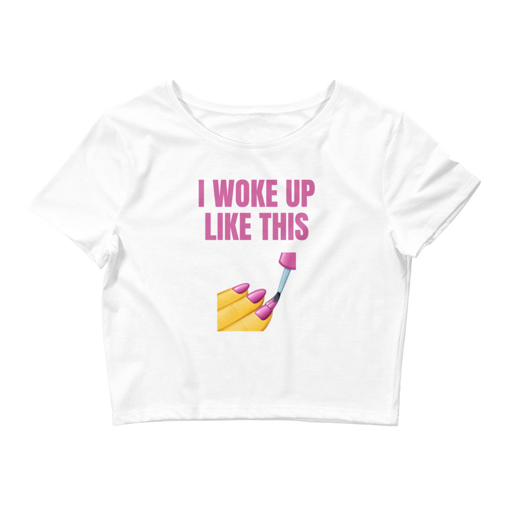 White I Woke Up Like This Crop Top by Queer In The World Originals sold by Queer In The World: The Shop - LGBT Merch Fashion