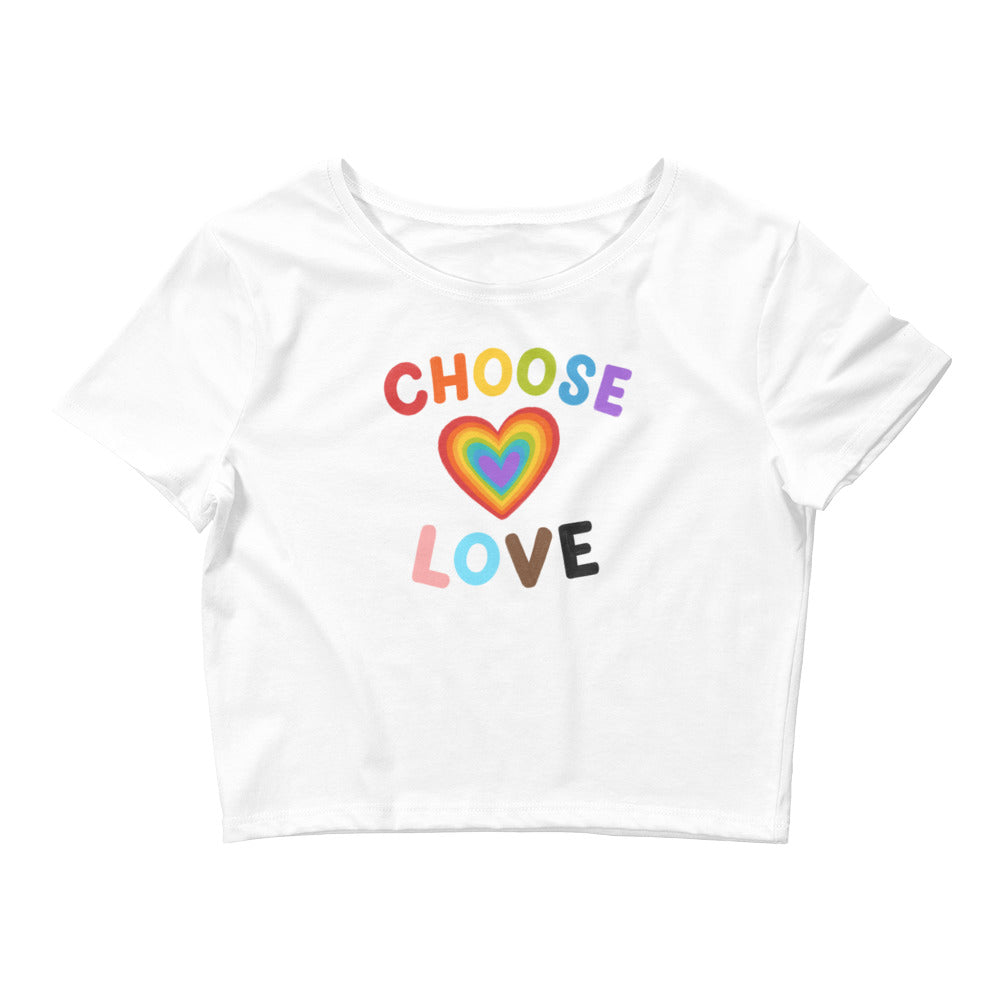 White Choose Love Crop Top by Queer In The World Originals sold by Queer In The World: The Shop - LGBT Merch Fashion