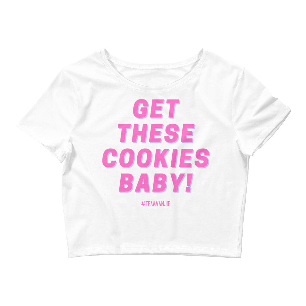 White Get These Cookies Crop Top by Printful sold by Queer In The World: The Shop - LGBT Merch Fashion