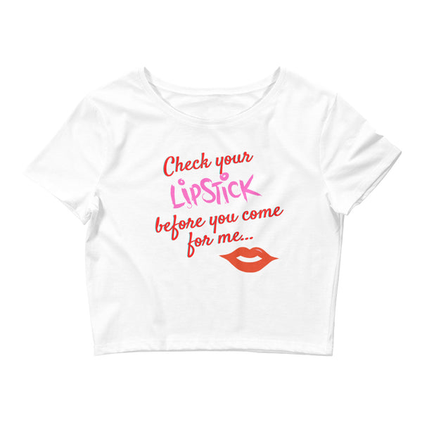 White Check Your Lipstick Crop Top by Queer In The World Originals sold by Queer In The World: The Shop - LGBT Merch Fashion