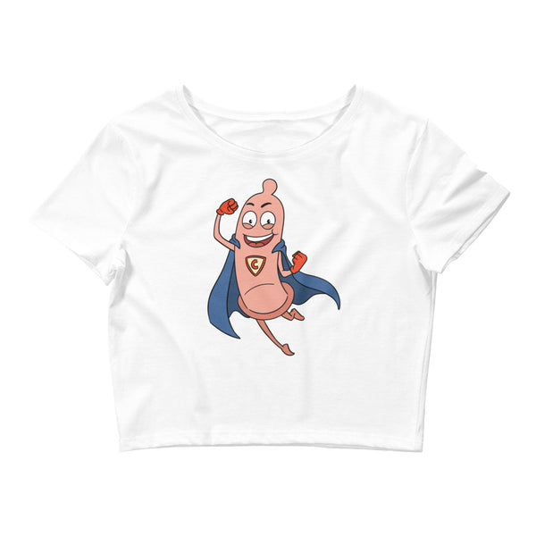 White Super Condom Crop Top by Queer In The World Originals sold by Queer In The World: The Shop - LGBT Merch Fashion