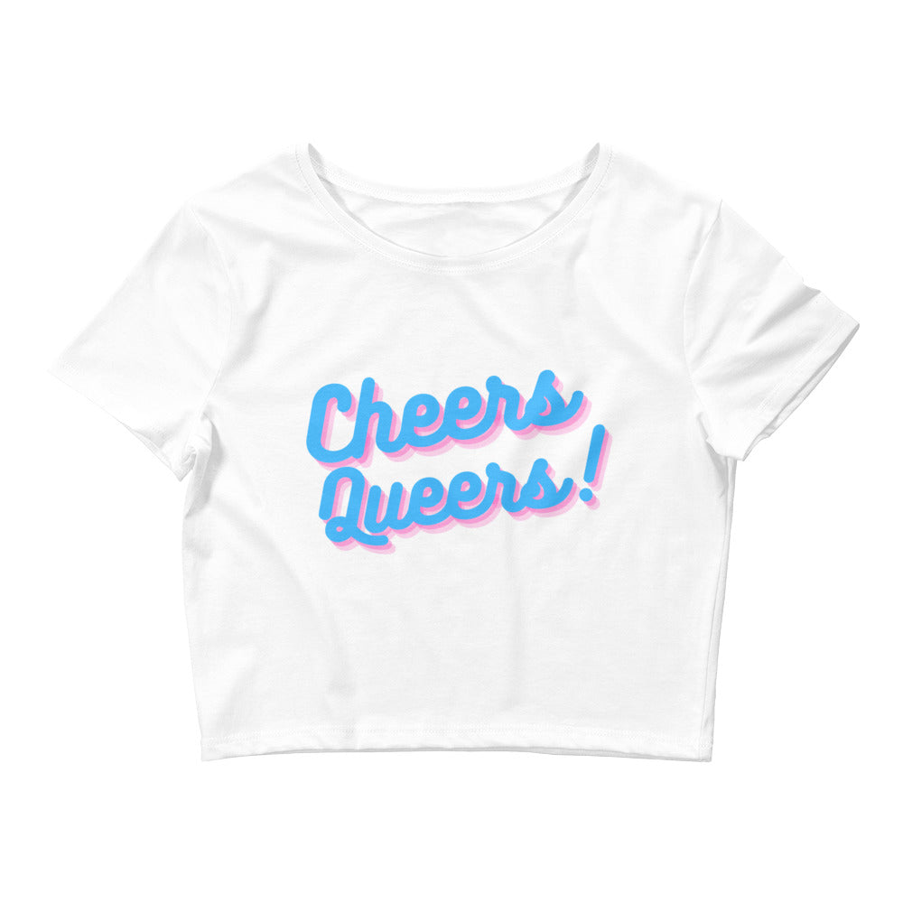 White Cheers Queers! Crop Top by Queer In The World Originals sold by Queer In The World: The Shop - LGBT Merch Fashion