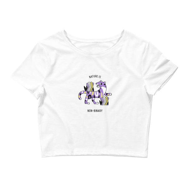 White Nature Is Non-Binary Crop Top by Queer In The World Originals sold by Queer In The World: The Shop - LGBT Merch Fashion